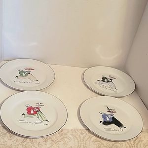 ROSANNA CHEERS DARLING BREAD OR SALAD PLATTS FRENCH WAITERS SET Of 6 5.75"